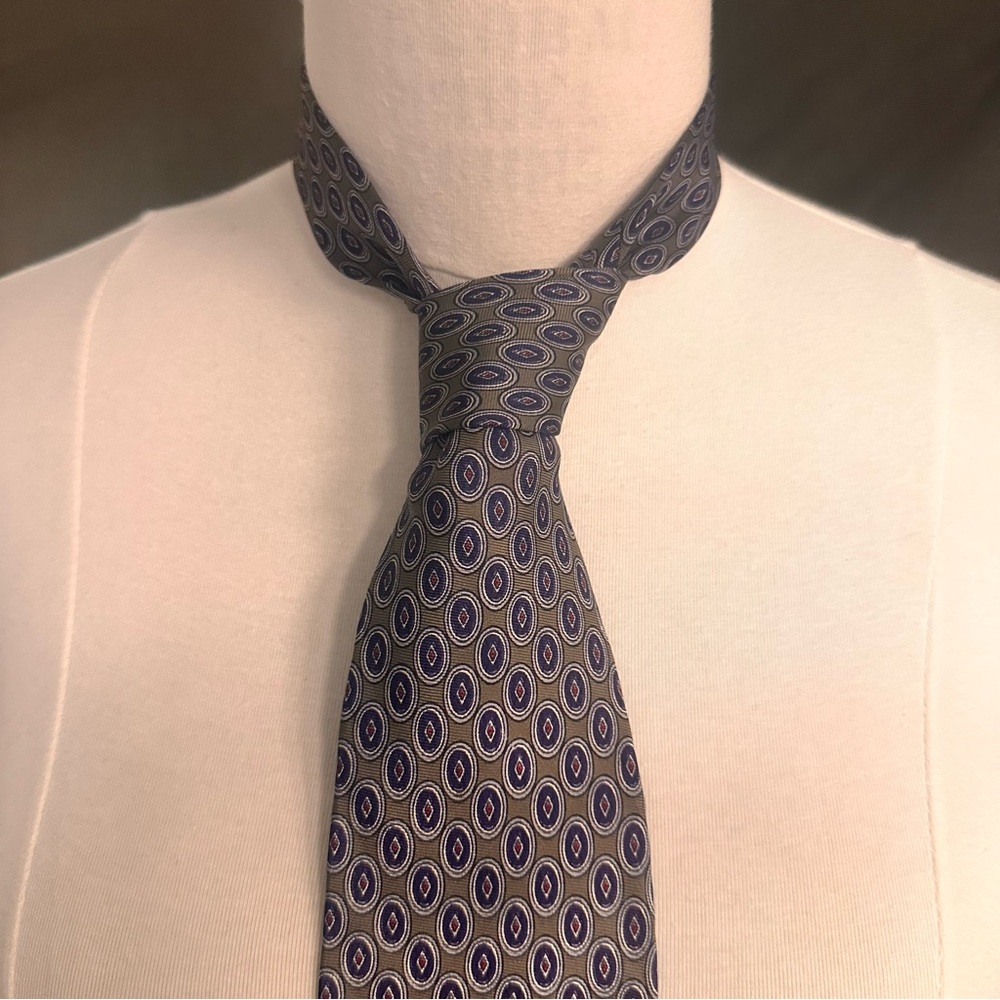 Isaco Vintage Tie Men's Handmade Necktie Office Party Geometrics Grey Multicolor